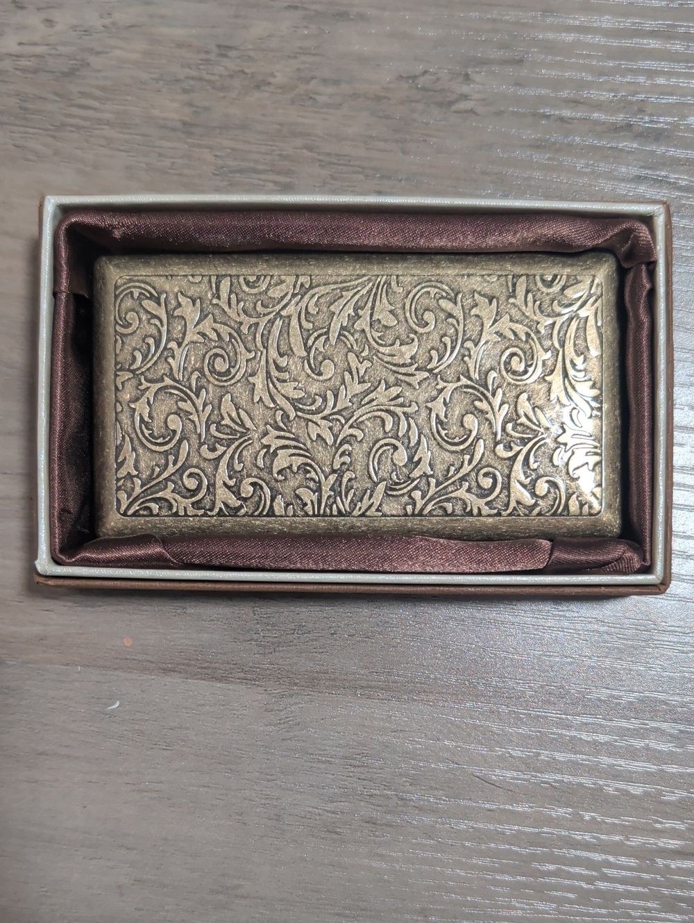 Ornate Antique Gold Embossed Metal Decorative Wallet